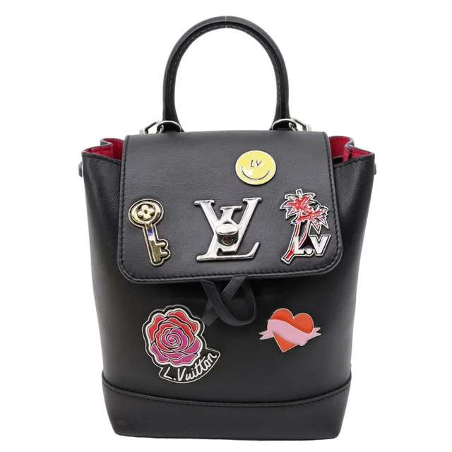 Louis Vuitton My Lockme Mini Soft Calfskin Pins Leather Backpack Black in Black Calfskin from Dallas Designer Handbags
