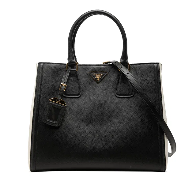 Black Prada Medium Bicolor Saffiano Lux Galleria Satchel in Black Saffiano leather from Designer Revival, photo 1 of 1