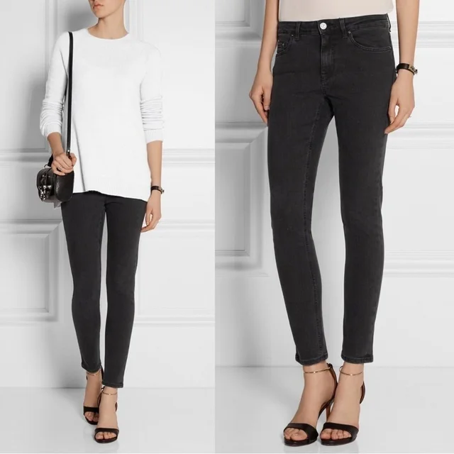 Acne Studios Skin 5 Skinny Jeans Used Black Faded Denim Mid Rise Ankle Cropped in black|gray Denim from Poshmark