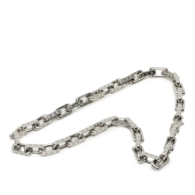 Silver Louis Vuitton Stainless Steel Monogram Chain Necklace in Silver from Designer Revival, photo 1 of 1