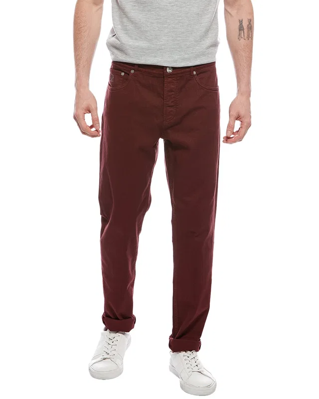 Brunello Cucinelli Dark Red Traditional Fit Jean, image 1 of 1 from Gilt