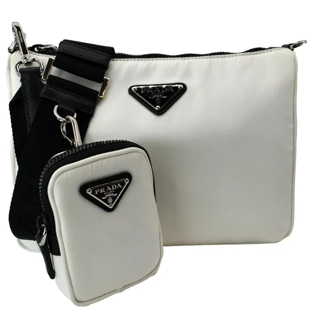 Prada Re-Nylon Shoulder Bag White in White Nylon from Dallas Designer Handbags