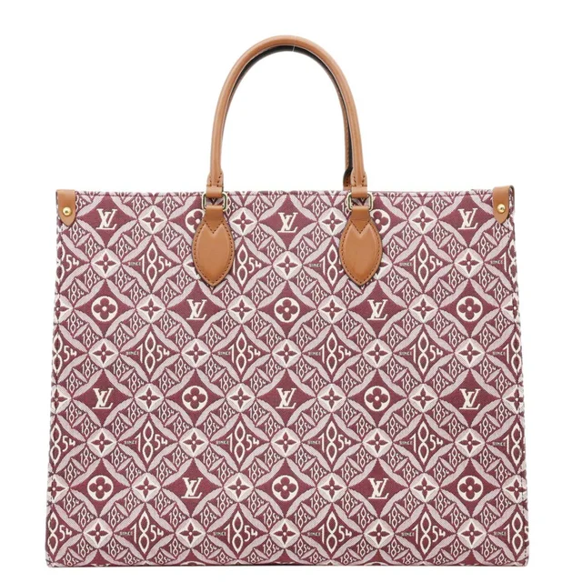 Louis Vuitton Since 1854 Onthego GM Jacquard Shoulder Bag Red in Red Leather from Dallas Designer Handbags