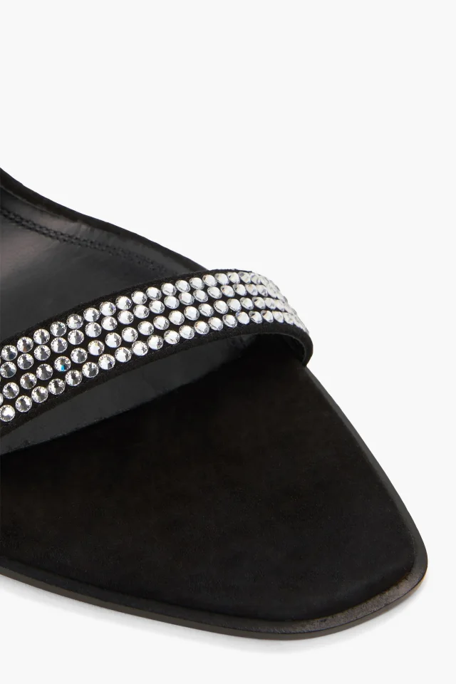 Amina Muaddi Kim Crystal-Embellished Suede Sandals in Black, photo 4 of 4 from THE OUTNET