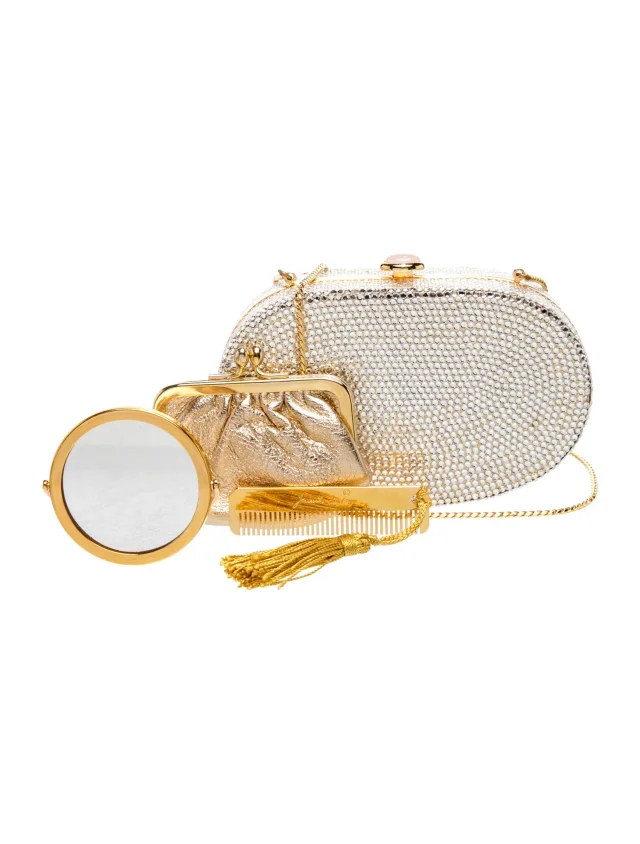 Judith Leiber Crystal Minaudière in silver|gray Leather from The RealReal, photo 4 of 6