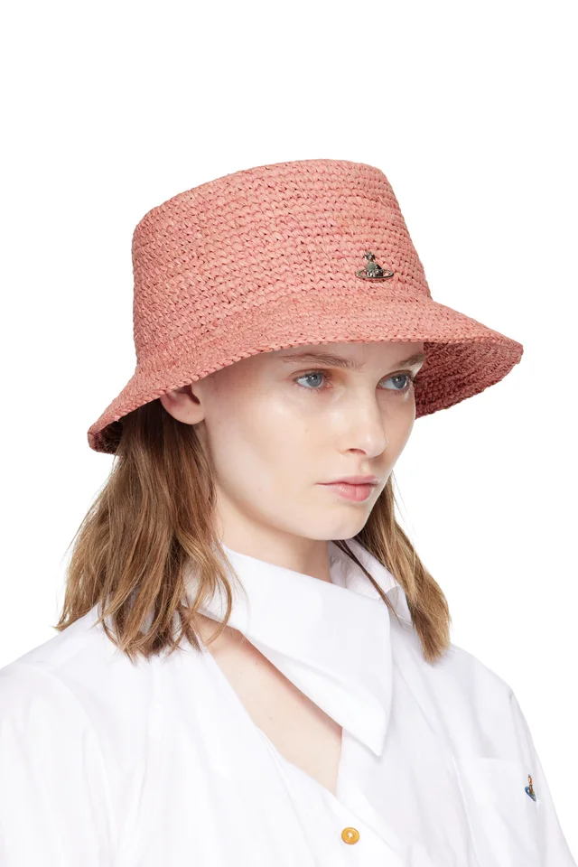 Vivienne Westwood Pink Raffia Bucket Hat, photo 2 of 3 from SSENSE