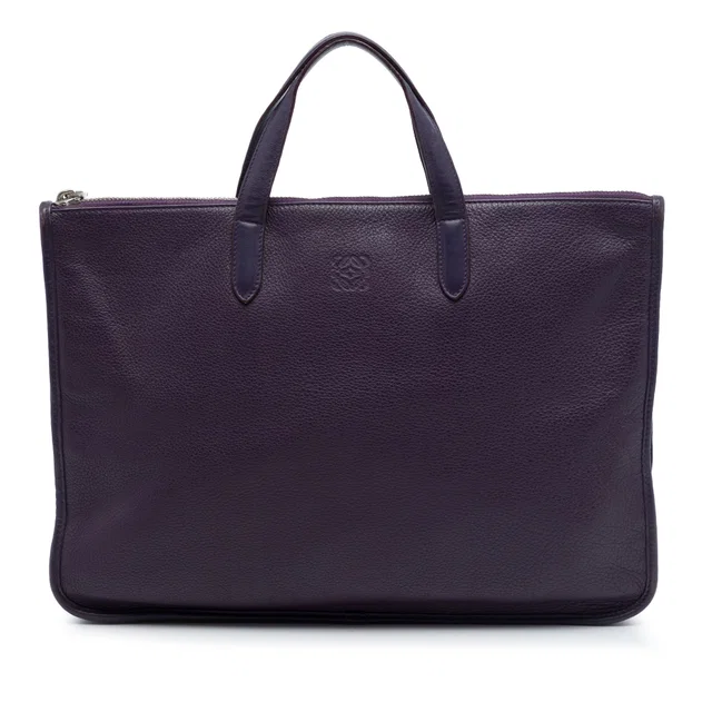 Purple LOEWE Leather Anagram Toledo Briefcase Business Bag in Purple Leather from Designer Revival