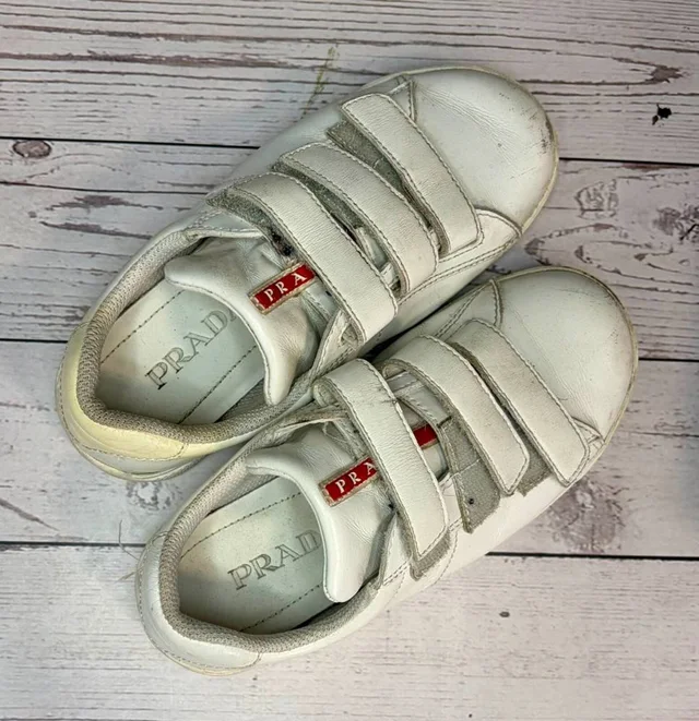 Prada Soft Leather Trainers White Size: 10 Infant in White Leather from Oxfam Online Shop, photo 2 of 2