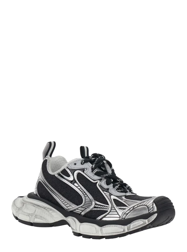 BALENCIAGA Sneakers '3XL' with Logo on the Toe in Metallic Tech Fabric Mix for Women in Grey 55% Polyurethane 45% Polyester, photo 3 of 7 from Gaudenzi Boutique
