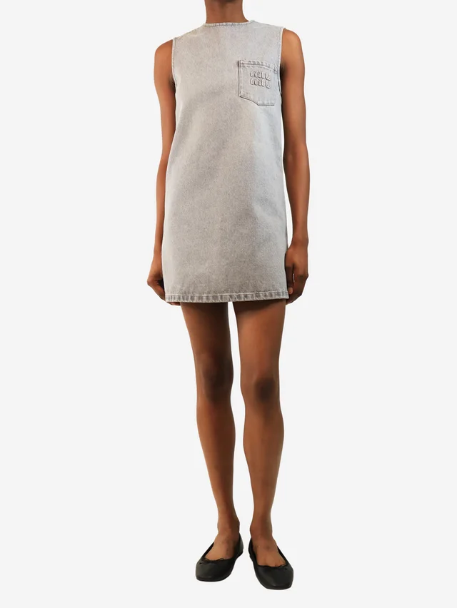 Miu Miu Grey denim mini dress - size UK 4 in Grey Denim from Sign of the Times