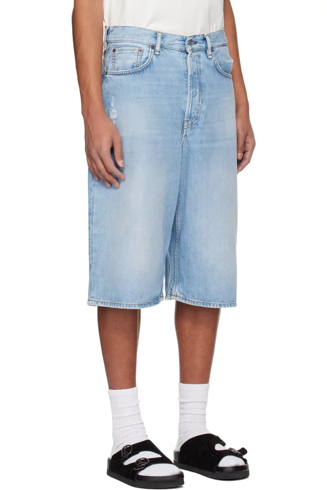 Acne Studios Blue Loose Fit Denim Shorts, photo 2 of 4 from SSENSE