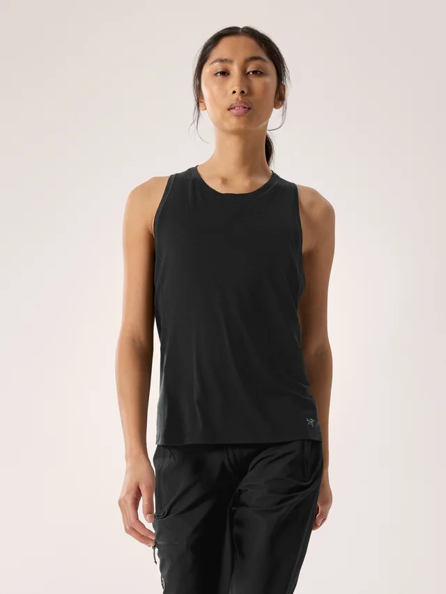 Arc'teryx Lana Merino Wool Tank Women's in Black Body: 17.5 microns Merino/Tencel/Recycled Nylon/Elastane circular knit single jersey, 150 gsm - 52% Wool, 28%…, photo 1 of 1