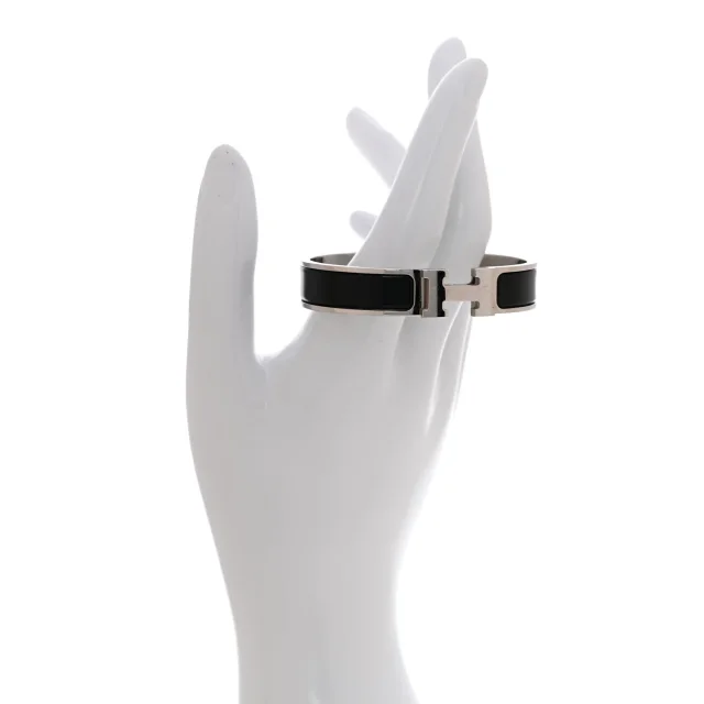 Hermès Enamel Narrow Clic Clac H Bracelet PM Black in Black from FASHIONPHILE, photo 2 of 5