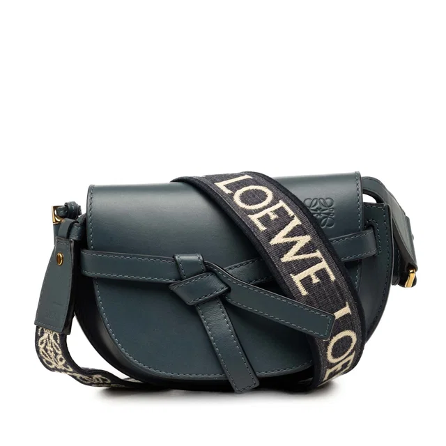 Blue LOEWE Mini Soft Calfskin Gate Dual Bag in Blue Calfskin from Designer Revival