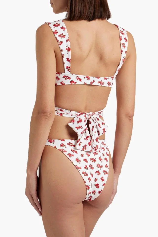 Magda Butrym Ruffled Floral-Print Bikini Briefs in Red, photo 3 of 5 from THE OUTNET