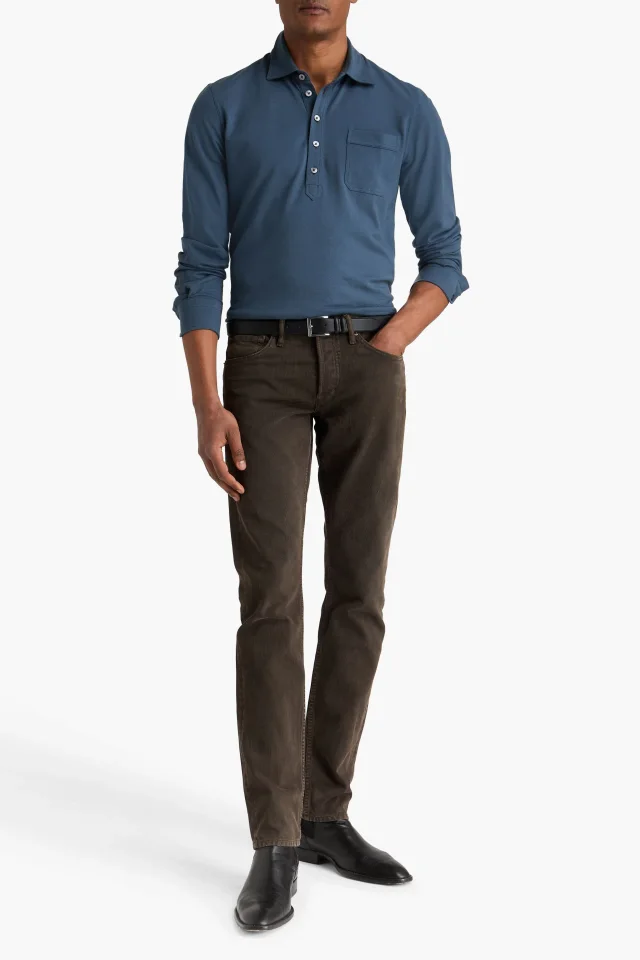 Tom Ford Cotton and Silk-Blend Piqué Long-Sleeve Polo Shirt, photo 2 of 4 from THE OUTNET