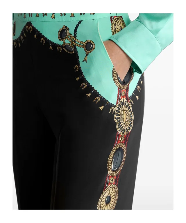 Etro straight-leg silk trousers with placed jewellery print, photo 5 of 5 from SENSER