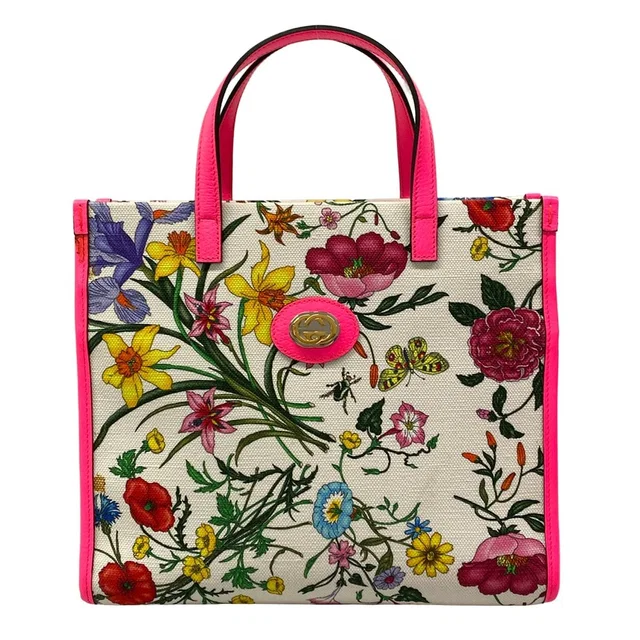 Gucci Handbag Flora White Pink Multi Leather in White Leather from The Reluxe