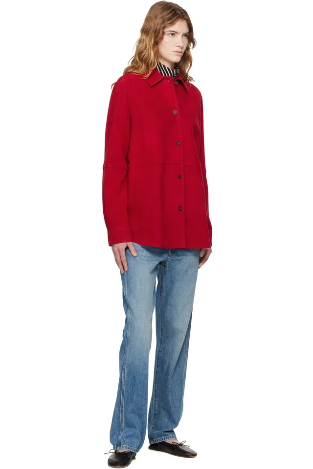 TOTEME Red Soft Suede Jacket, photo 4 of 4 from SSENSE