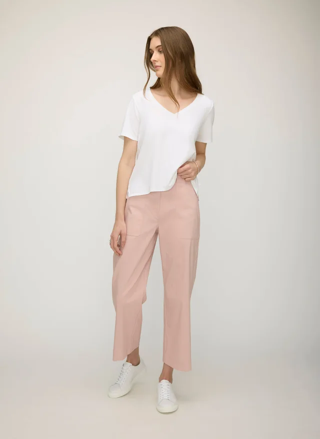 Kit and Ace Colette Cropped Wide Leg Twill Pants in Pink Utility Cotton from Kit and Ace, photo 1 of 1