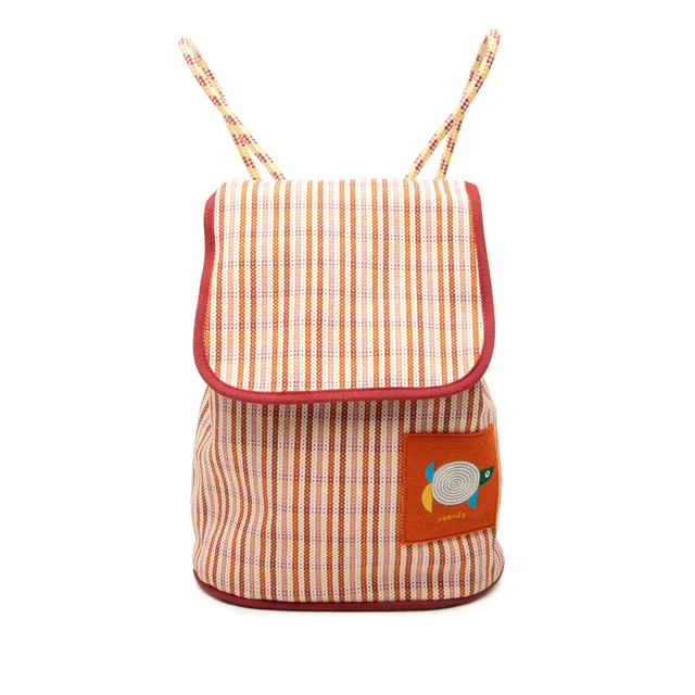 Orange Hermès Canvas Animaux Nattes Backpack in Orange Canvas from Designer Revival