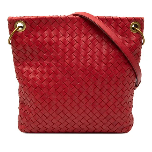 Red Bottega Veneta Nappa Intrecciato Crossbody in Red Nappa leather from Designer Revival
