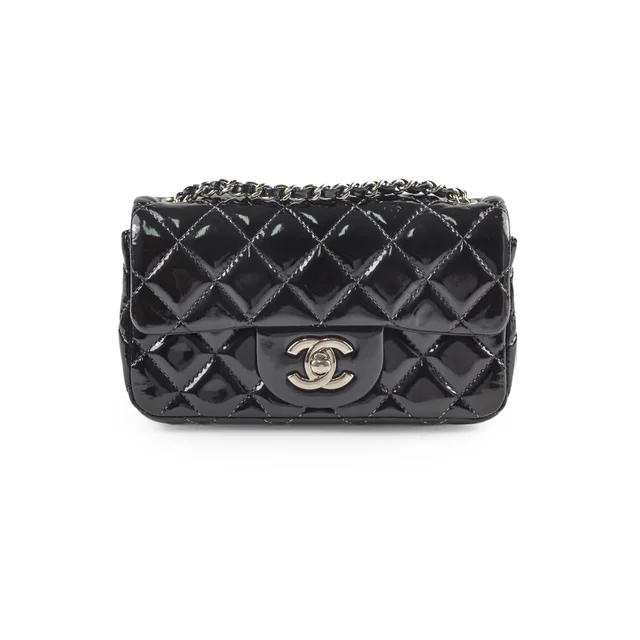 Chanel Extra Mini Patent Flap Black in Black Patent leather from The Purse Affair