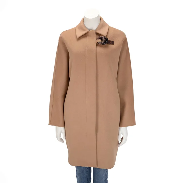 Louis Vuitton & Angora Monogram Detail Coat FR 34 in Camel Wool from Blue Spinach