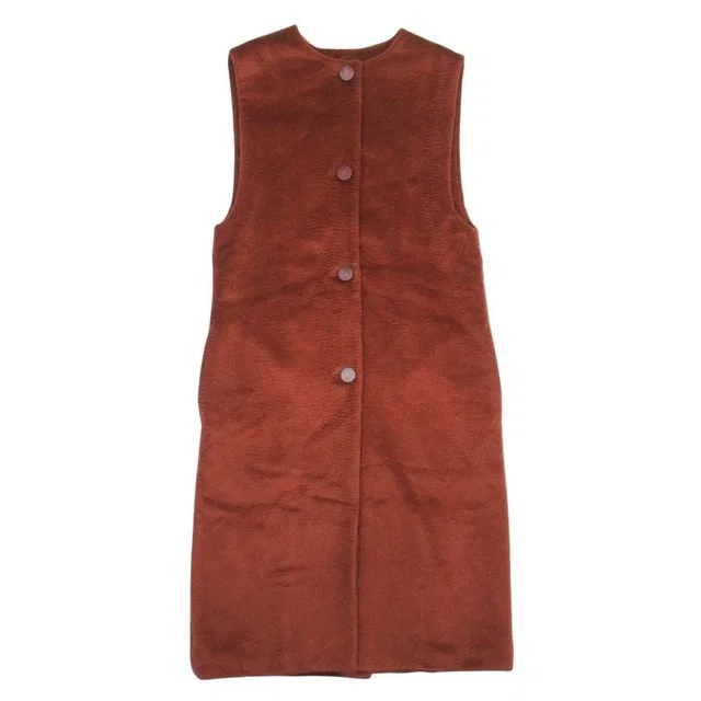 Hermès Alpaca Wool Long Vest Sleeveless Quilted Coat Wood Series in Wool from The Reluxe