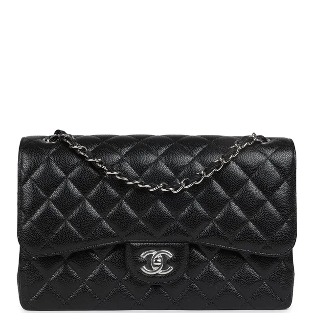 Chanel Jumbo Classic Double Flap Bag Black Caviar Silver Hardware in Black Caviar leather from Madison Avenue Couture