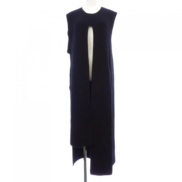 Celine Long Vest Navy in Navy Cashmere from The Reluxe