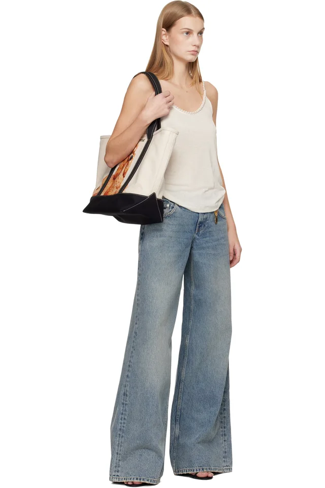 Stella McCartney Beige & Black Jeff Koons Edition Large N/S Tote, photo 4 of 4 from SSENSE
