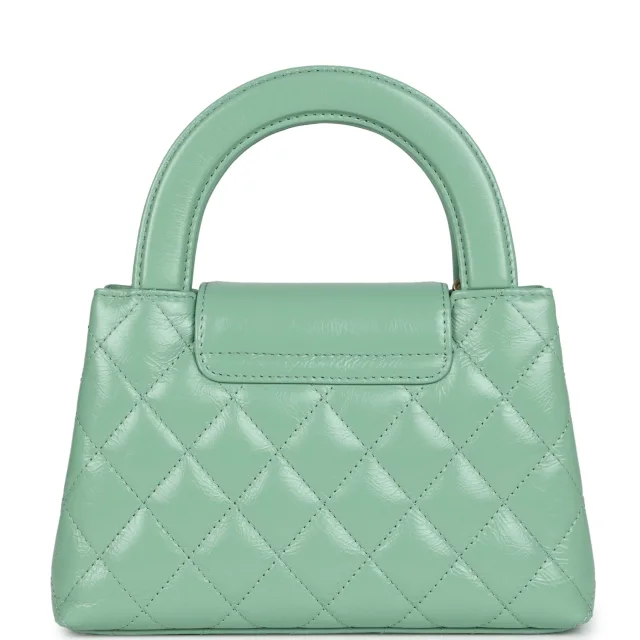 Chanel Small Kelly Shopper Light Green Shiny Aged Calfskin Brushed Gold Hardware in Green Calfskin from Madison Avenue Couture, photo 4 of 9