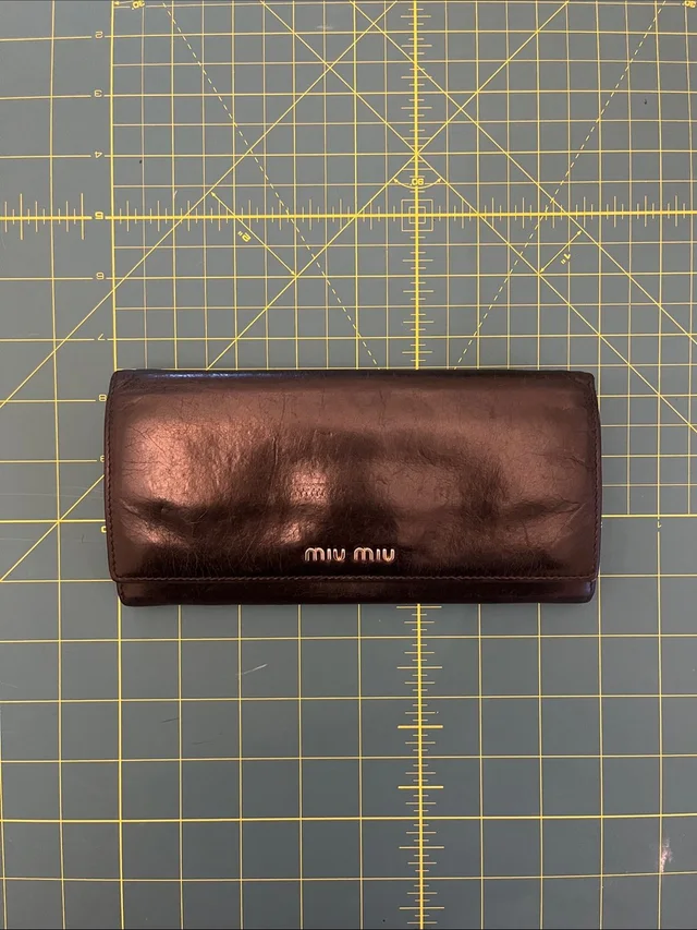 Miu Miu Black Leather Long Fold Wallet in blue|black Leather from Poshmark