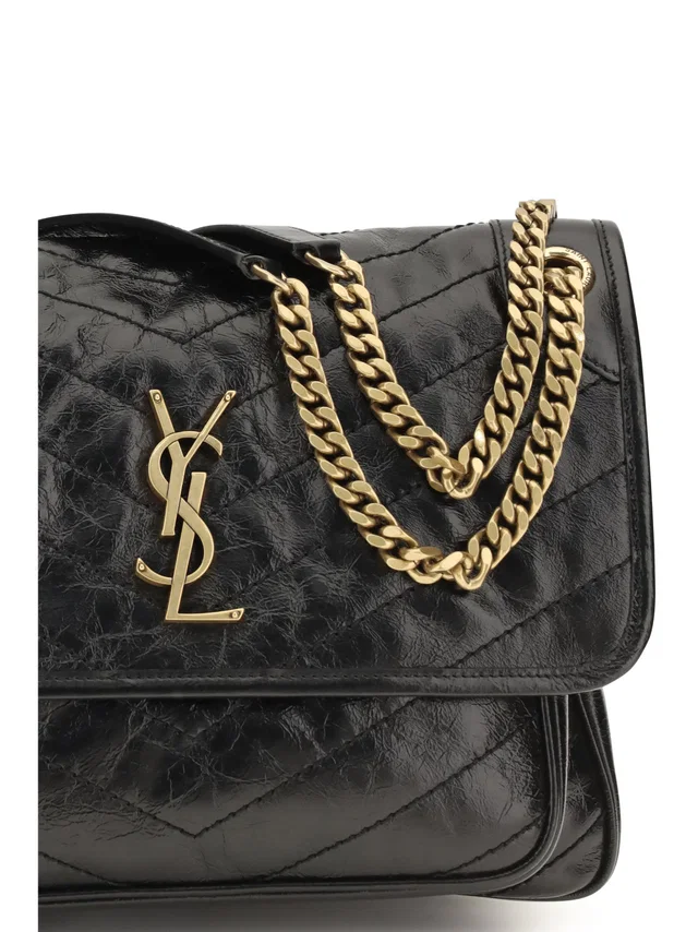 Saint Laurent Niki Shoulder Bag — Black Calf Leather in Black Calfskin from HEWI