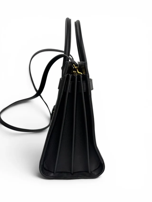 Saint Laurent Small Black Leather & Patent Sac de Jour in Black Patent leather from Season 2 Consign, photo 4 of 10