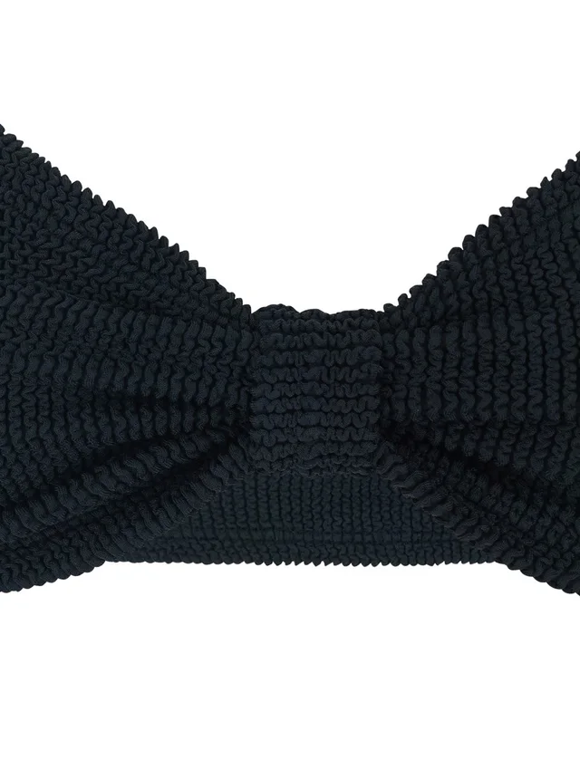 HUNZA G 'Alicia' Black Bikini with Thin Fixed Straps and Front Knot in Tech Fabric for Women in Black, photo 6 of 6 from Gaudenzi Boutique