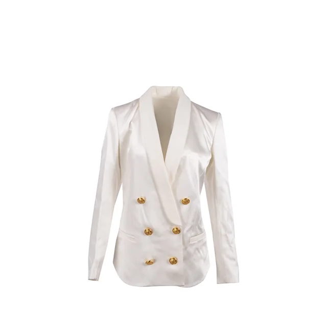 Balmain Size 40 Blazer With Gold Button Viscose White in White from EMIER