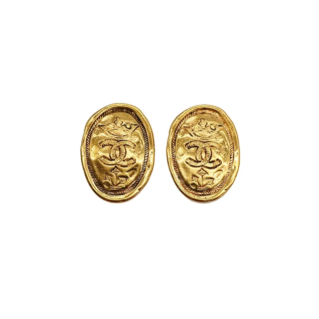 Chanel Vintage Earrings Cocomark Gold Accessory 26 in Gold from Luxury Promise