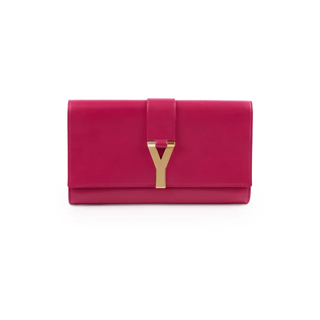 Saint Laurent Y Pink Large Clutch in Pink Leather from The Purse Affair