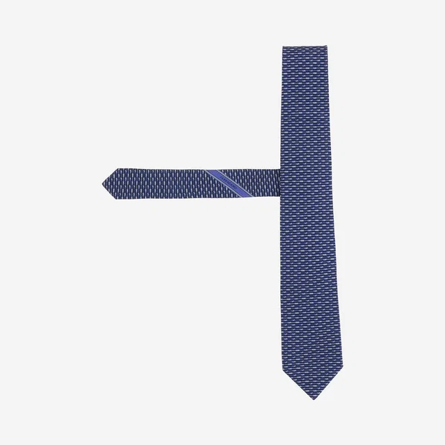 Ferragamo Silk Patterned Necktie — Navy Neckties in Navy Silk from HEWI