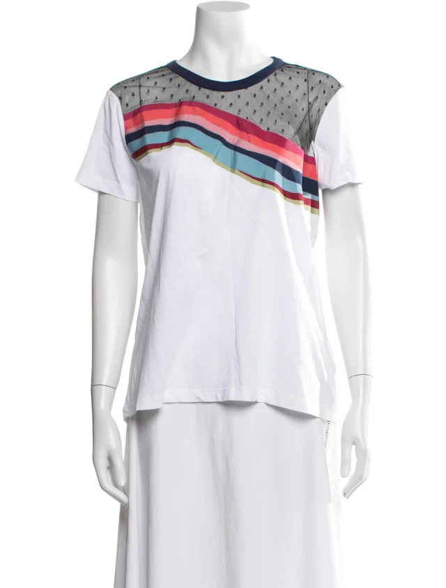 REDValentino Striped Crew Neck T-Shirt in blue|white from The RealReal