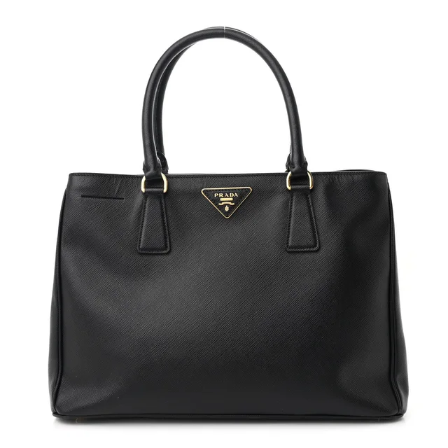 Prada Galleria Medium Tote Saffiano Leather Bag - Black in Black Saffiano leather from H&T
