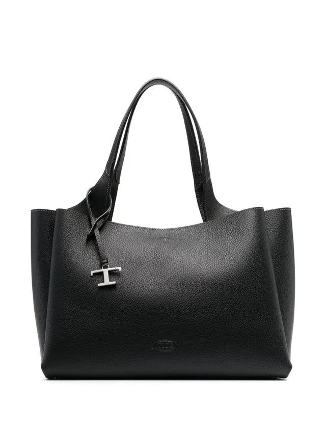 Tod's Pebbled Leather Tote Bag — Black in Black Leather from HEWI