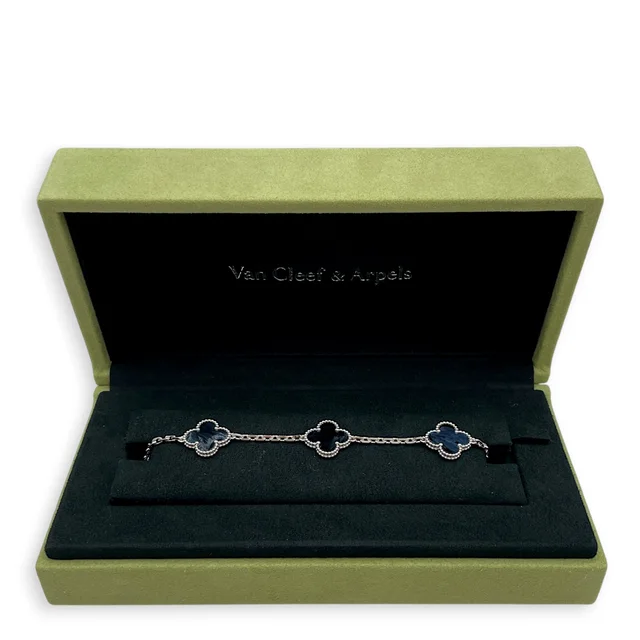 Van Cleef & Arpels (PSPM) Vintage Alhambra,5 Motifs Bracelet in Blue in Blue from LuxLexicon, photo 3 of 3