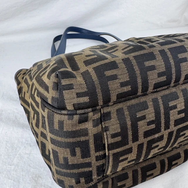 Fendi Small Zucca Shopping Tote Bag in Calfskin leather, Metal, zucca canvas from Reowned, photo 9 of 11