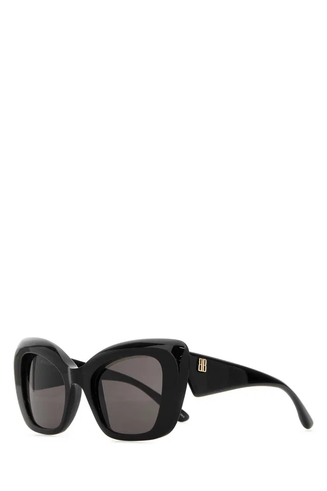 Balenciaga Diva Oversized Cat-Eye Acetate Sunglasses — Black Exterior in Black from HEWI