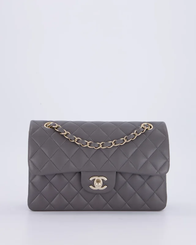 Chanel Dark Grey Small Classic Double Flap Bag in Grey Lambskin from Sellier, photo 3 of 12