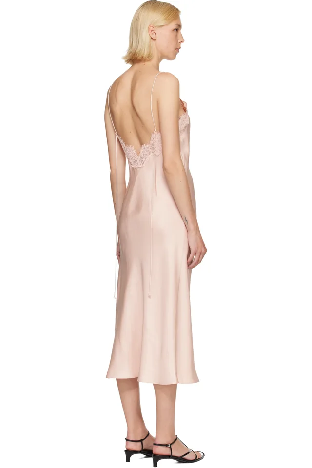 Róhe Pink Lace Slip Dress, photo 3 of 4 from SSENSE