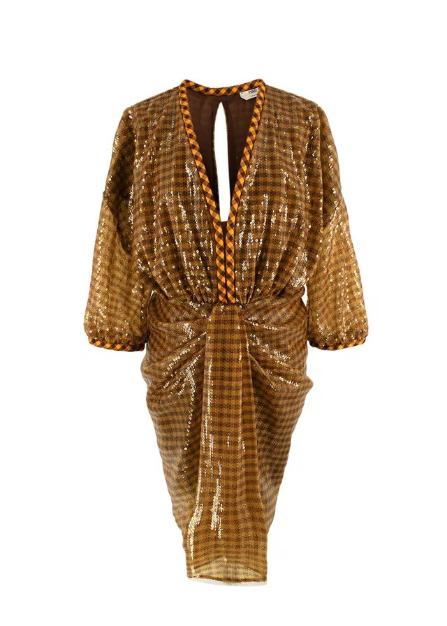 Fendi Sequinned Plunge-Neck Mini Dress from HEWI